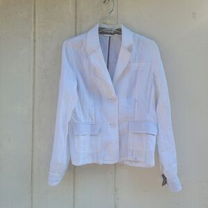 womens Linen blazer jacket wht sz 12